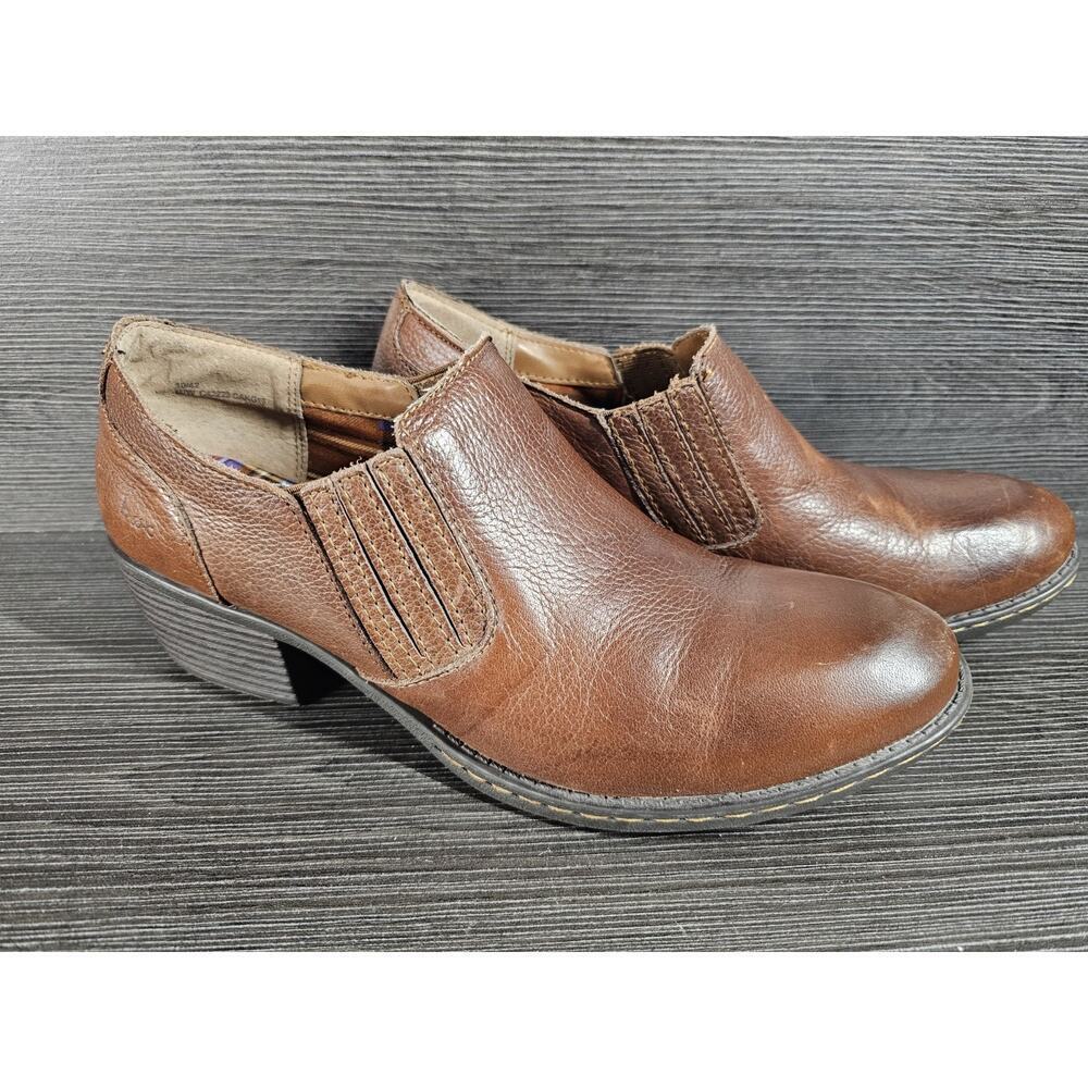 Boc Born Concepts Brown Leather Block Heels Slip On Women's Shoes Sz US 10 EU42